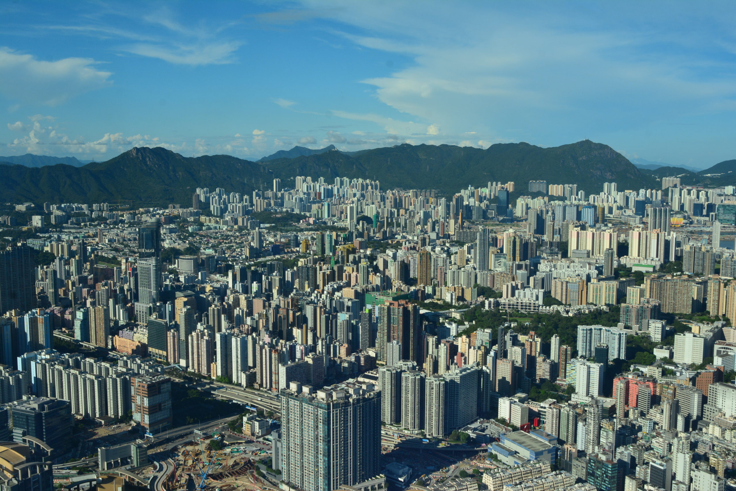 The fabulous view of Kowloon urban area and mountains